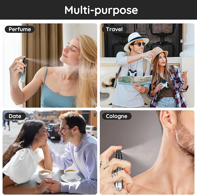 Segbeauty Refillable Perfume Bottle Travel, 5pcs 10ML Mini Glass Spray Bottles for Perfume, Empty Fine Mist Cologne Sprayer Portable Sample Container Atomizer for Dispensing Toilteries Liquid Cosmetic-VivaGrace Women