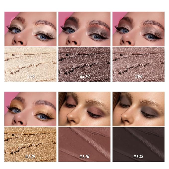 Brown Eyeshadow Stick Makeup 6PCS Set, Neutral Eyeshadow Palette Metallic Shimmer Matte Cream Eye Shadow Eyeliner Brightener Pencil Crayon - TAUPE MAUVE-VivaGrace Women
