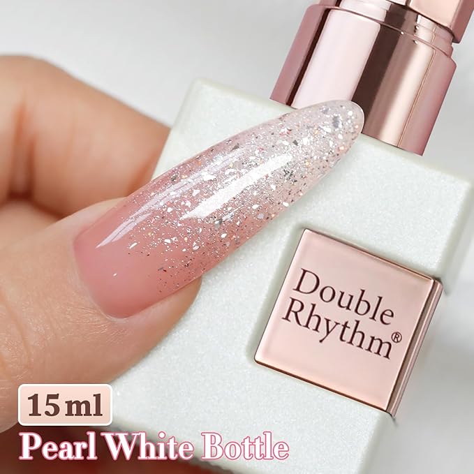 Double Rhythm 0.5Oz Glitter Gel Polish Shimmer Reflective Color for Nail Art Salon DIY Soak Off 15ml Nail Lamp Gel Polish at Home (Pastel Pink-B1163)