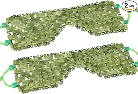 Jade Eye Mask, 2Pcs Large Facial Cooling Mask with 100% Real Jade for Hot & Cold Therapy,Green Jade Facial Eyes Sleeping Mask Relief Eye Cover by LazyGa-VivaGrace Women