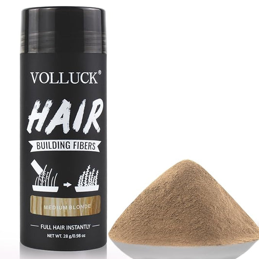 VOLLUCK Hair Fibers for Thinning Hair, Instant Coverage Hair Building Fibers for Women and men, Natural Hair Powder for Conceal Hair Loss 28 g (Medium Blonde)-VivaGrace Women