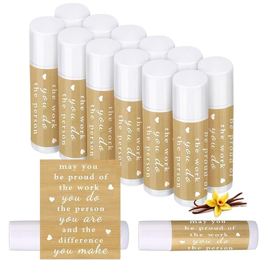 Demissle Thank You Gifts for Coworker Lip Balm Bulk Set Inspirational Appreciation Gifts Leaving Farewell Gifts Vanilla Ingredients Lips Care Products for Friends Teacher Worker Employee (12 Pcs)-VivaGrace Women