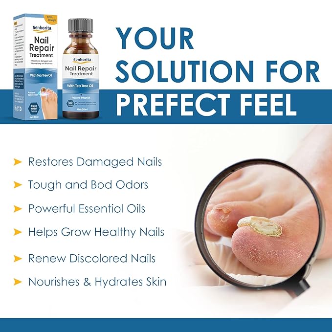 Toenail Repair Treatment, Extra Strength Nail Repair Liquid with Natural Tea Tree Oil Extract, Toenail Repair Solution for Thickened and Ingrow Nails-VivaGrace Women