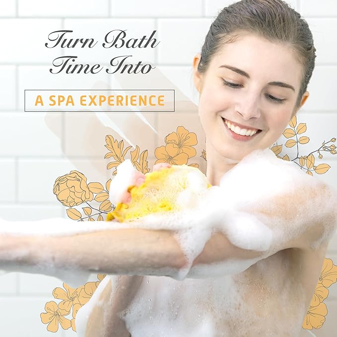 Spongentle Deep Cleansing Body Loofah Sponge, Natural Colors, for Bath and Shower, Multiple Textures for Gentle and Deep Exfoliation, Generous and Rich Lather, (Pack of 2)-VivaGrace Women
