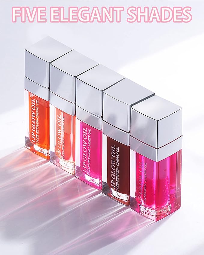 Hydrating Plumping Lip Glow Oil,Tinted Lip Gloss Lip Stain,Glow Reviver Lip Oil,Long Lasting Moisturizing Clear Lip Plumping Oil Tint for Lip Care and Dry Lips,Women's Day Makeup Gift for Women-004-VivaGrace Women