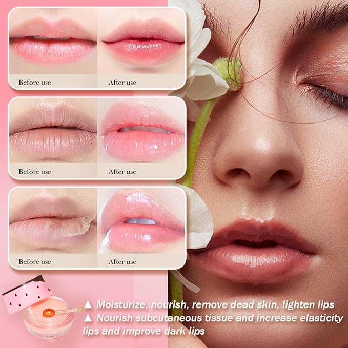 Watermelon Lip Balm, Honey Strawberry Apple Watermelon Lip Mask Overnight, Moisturizing Lip Sleeping Mask, Day & Night Lip Care - Hydrate Repair Prevent Dry (Watermelon）-VivaGrace Women