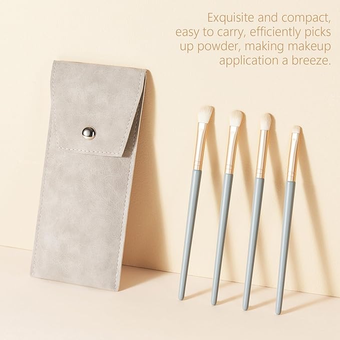 Eyeshadow Makeup Brushes Set with Case 4 PCS Soft Synthetic Hairs Eye Makeup Brushes for Blending Eyebrow Eyeliner Eyeshadow （Lightblue）-VivaGrace Women