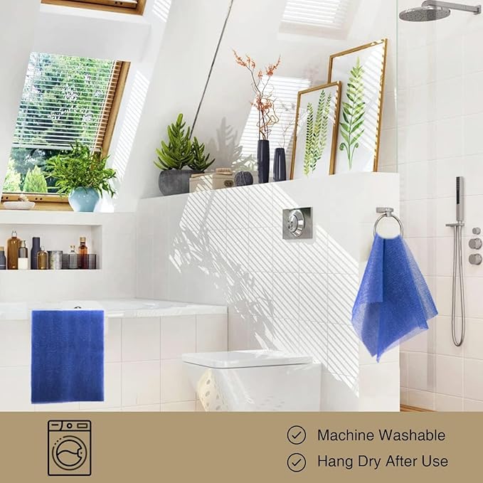 UJFQBH 3 Pieces African Bath Sponge African Net Long Net Bath Sponge Exfoliating Shower Body Scrubber Back Scrubber Skin Smoother,Great for Daily Use (Blue)-VivaGrace Women