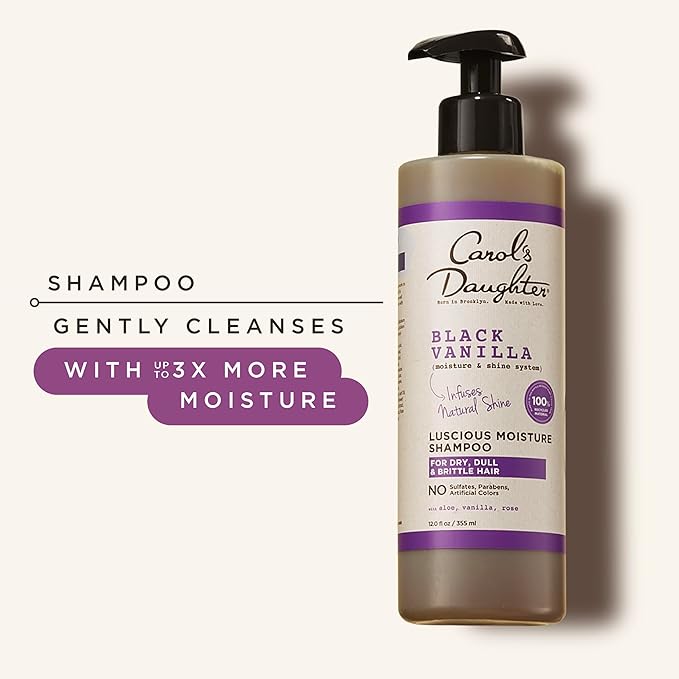 Carol's Daughter Black Vanilla Moisture Sulfate Free Shampoo for Curly, Wavy or Natural Hair, Moisturizing Hair Care for Dry, Damaged Hair, 12 Fl Oz-VivaGrace Women