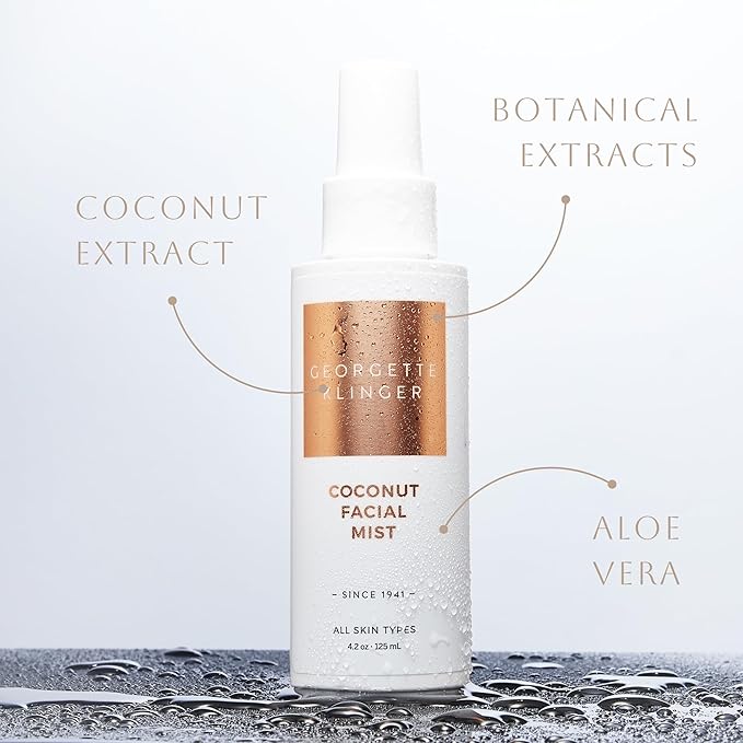 Georgette Klinger Coconut Facial Mist - Hydrating, Long-Lasting Makeup Setting Spray with Moisturizing Antioxidants for Dewy Matte Face, Protects and Plumps Dehydrated Skin - 4.2 oz-VivaGrace Women