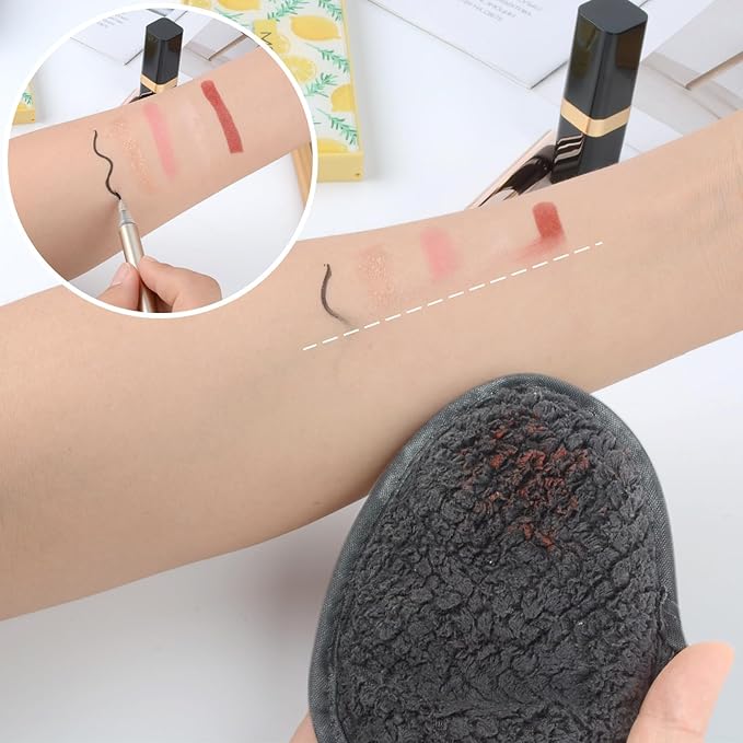 SINLAND Reusable Makeup Remover Pads For Face,Eye,Lips Microfiber Gentle Facial Cleansing Cloths for All Skin Types Friendly for Makeup Remover With Laundry Bag 5.1inchx3.93inch Gray Pack of 6-VivaGrace Women