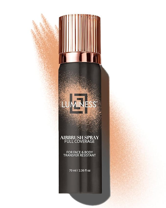 LUMINESS Spray Airbrush Foundation Makeup, Medium Shade 040 - Lightweight, Full Coverage Foundation for Face, Neck, & Body - Concealer for Seamless Blending, Natural-Looking Finish, 2.36 fl oz-VivaGrace Women