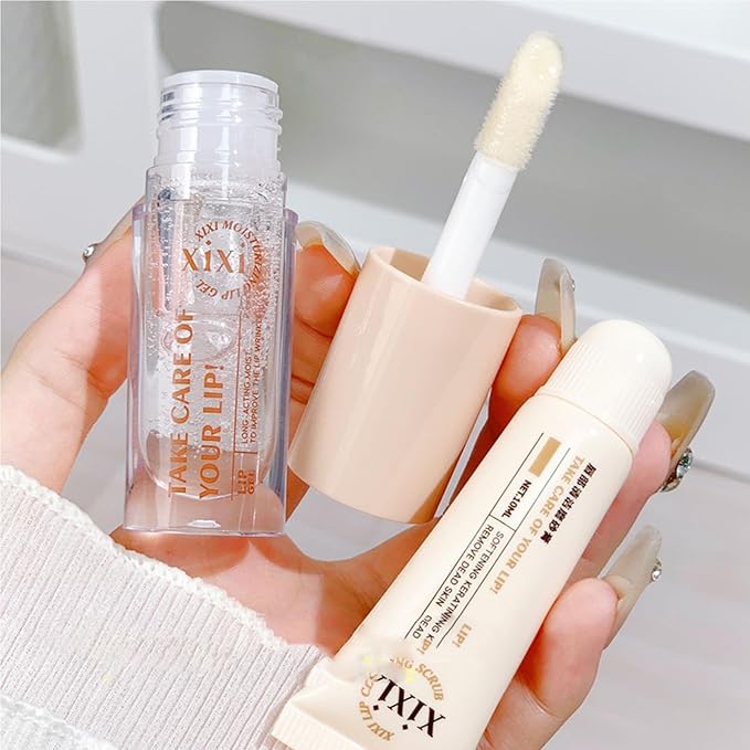 Lip Care Lip Scrub And Moisturizing Gel Set Sleeping Exfoliating Natural plant Oil Korean Therapy For Fuller Plumper-VivaGrace Women