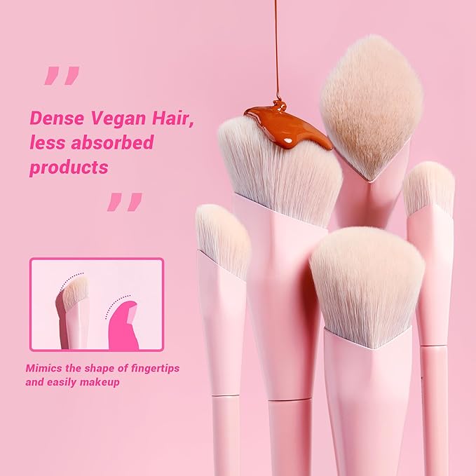 Jessup Foundation Brush and Concealer Brush, Pink Makeup Brushes Set 2Pcs Premium Synthetic Face Make up Brushes for Liquid Cream, T497-VivaGrace Women