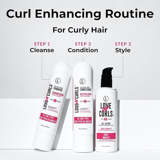 Love Ur Curls - Shampoo & Conditioner Set with All in One Curl Cream Styler for Curly Hair, 3 Step System for Repair and Moisturizing-VivaGrace Women