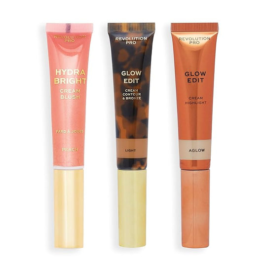 Cream Face Wand Trio, Cream Contour, Blush & Highlighter Makeup Set, Vegan & Cruelty Free, Light, 1 x 12 ml, 2 x 15 ml-VivaGrace Women