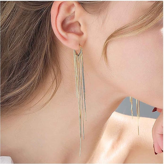 Boho Long Tassel Chain Earrings Fringe Drop Dangle Earrings Gold Dangling Chain Tassel Earrings Vintage Statement Earrings Jewelry for Women and Girls Gifts-VivaGrace Women