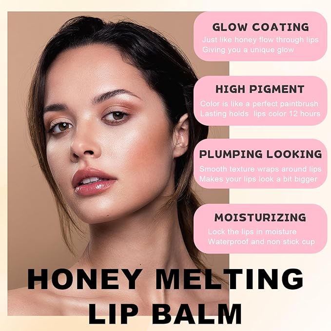 Lip Balm Click Slick, Honey Melting Lip Glow Oil, Moisturizing and Long-lasting Lip Plumper, Non Sticky Lipstick with Coconut Oil (08 Mulberry)-VivaGrace Women