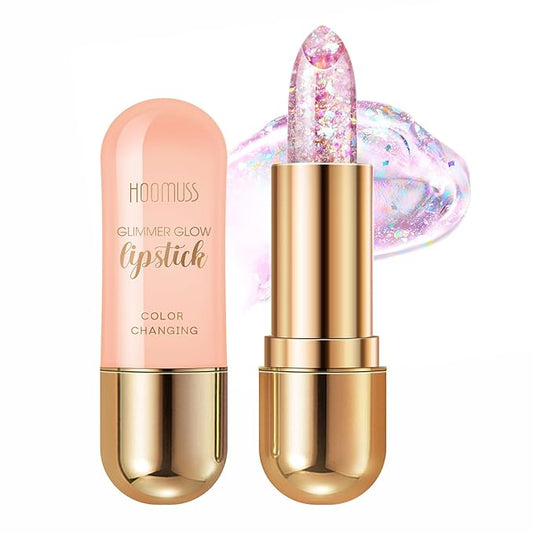 Glimmer Balm, Tinted Lip Balm Long Lasting PH Lipstick, Color Changing Lipstick Natural Chapstick, Glitter Pink Shade Lipstick (Rainbow)-VivaGrace Women