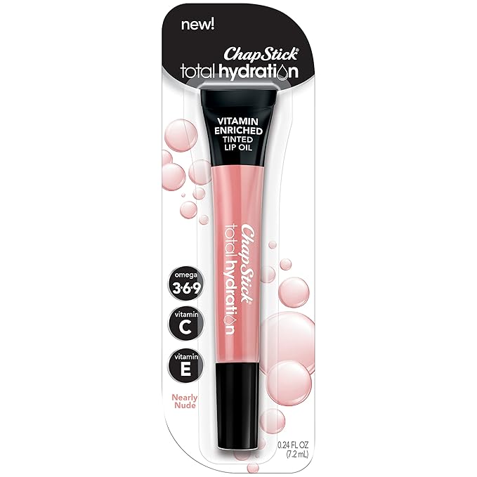 ChapStick Total Hydration Vitamin Enriched Nearly Nude Tinted Lip Oil Tube, Lip Care - 0.24 Oz-VivaGrace Women