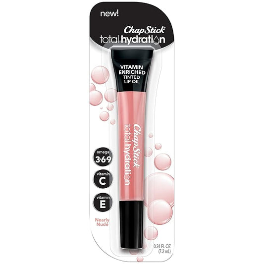 ChapStick Total Hydration Vitamin Enriched Nearly Nude Tinted Lip Oil Tube, Lip Care - 0.24 Oz-VivaGrace Women