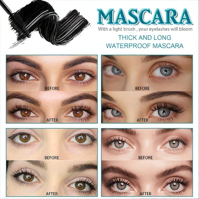 Blackthrives Mascara Liquid Lash Extensions Cosmetics, Premium Waterproof Smudge-Proof Natural No Clumping Thick and Volumising & Lengthening Lasting All Day (Rich Black）