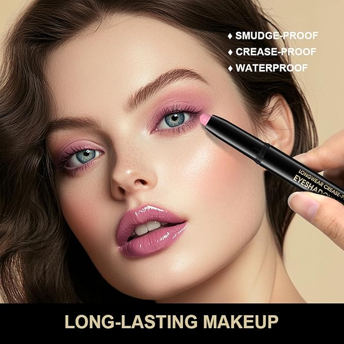 Eyeshadow Stick, Shimmer and Matte Cream Eye Shadow Brightener Sticks Eyeliner Pencil Crayon, Waterproof Long Lasting Eye Highlighter Stick Makeup,0.056 Oz(#10-Cornflower)-VivaGrace Women