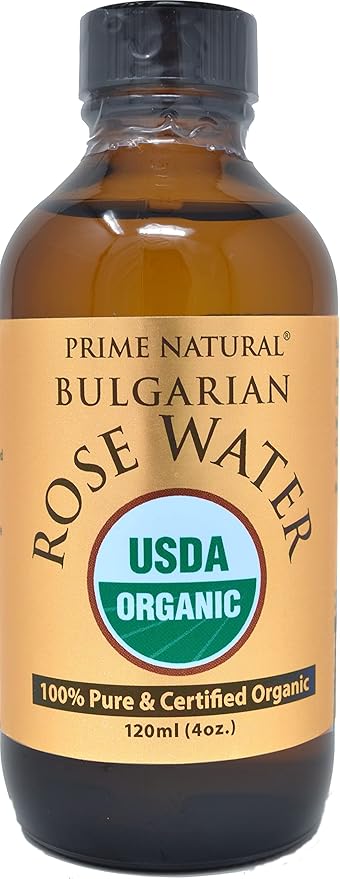 PRIME NATURAL Rose Water Spray 4oz/120ml, USDA Certified Organic, Facial Toner, Hydrating Mist for Face & Hair - Bulgarian, 100% Pure, Natural, Preservative-Free, Moisturizer from Fresh Rose Petals-VivaGrace Women