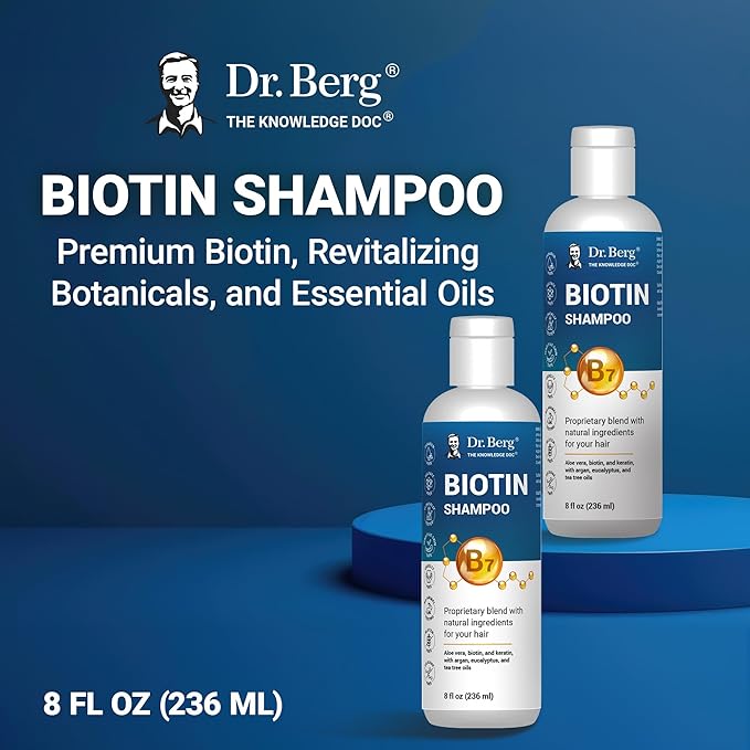 Dr. Berg Biotin Shampoo for Men & Women (Improved High-Performance Formula) - Independently Tested & Certified Paraben- Sulfate- & Silicone-Free - Infused w/Biotin, Argan Oil & Botanicals - 8 Fl oz-VivaGrace Women