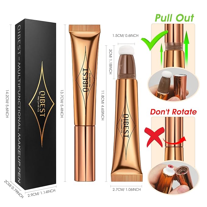 Liquid Highlighter Beauty Wand, Cream Liquid Highlighter Stick with Cushion Applicator, Lightweight Blendable, Long Lasting Silky Cream Highlighter Stick Contour Wand, Natural Face Shimmer Finish | 4# Highlight Pearl White-VivaGrace Women