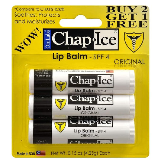 Chap-Ice SPF 4 Premium Lip Balm, Original , 3 pack-VivaGrace Women