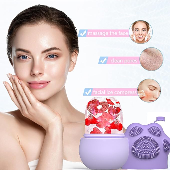 Ice Face Roller, Joyeee Silicone Ice Roller For Face and Eyes Puffiness Relief Reusable Face Ice Cubes Migraine Pain Relief Facial Ice Mold Skincare Tools Gifts for Women Beauty-VivaGrace Women