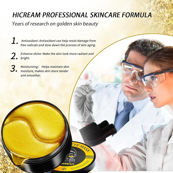 Golden Glow Under Eye Patches for Puffy Eyes - 60Pcs Eye Gels Rejuvenating Treatment for Dark Circles, Puffiness, Refreshing,Revitalizing Looks Less Tired-VivaGrace Women