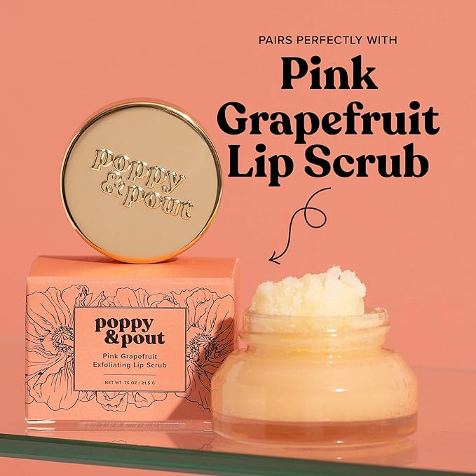 Poppy & Pout Pink Grapefruit Jumbo Lip Balm | All Natural Lip Balms & Moisturizers | Hydrates with Beeswax, Vitamin E, Organic Coconut Oil | Cruelty-Free | Lip Balm in Recyclable Cardboard Tube-VivaGrace Women