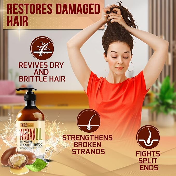 Moroccan Argan Oil Shampoo - Sulfate SLS Paraben Free Moisturizing Treatment for Women and Men - For All Types Including Curly, Dry, Damaged and Oily Hair - Hydrating and Nourishing - Salon Grade-VivaGrace Women
