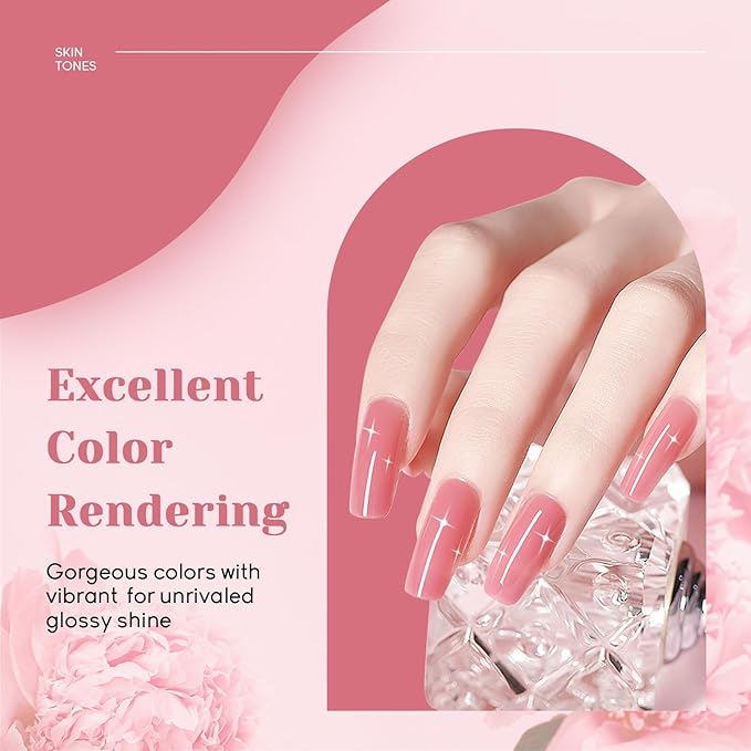 JEWHITENY 14 PCS Poly Nail Gel Kit Poly Extension Gel Kit Starter Kit With Slip Solution Professional Extension Set With LED Lamp Nail Art Design Beginner All In One-VivaGrace Women