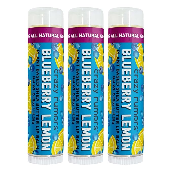 Crazy Rumors Blueberry Lemon Flavored All Natural, Plant Based Lip Balm to Moisturize and Nourish your Lips - Blueberry Lemon (3-Pack)-VivaGrace Women