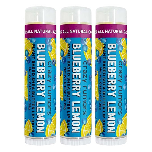 Crazy Rumors Blueberry Lemon Flavored All Natural, Plant Based Lip Balm to Moisturize and Nourish your Lips - Blueberry Lemon (3-Pack)-VivaGrace Women