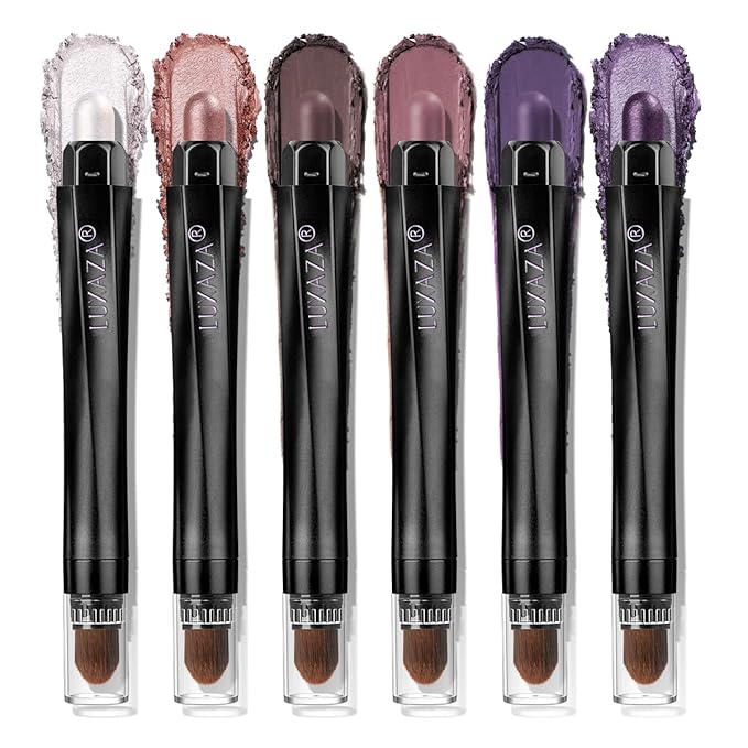 Neutral Eyeshadow Stick Makeup 6PCS Set, Pink and Purple Metallic Shimmer Matte Cream Eye Shadow Eyeliner Brightener Pencil Crayon - PURPLE MARTINI-VivaGrace Women