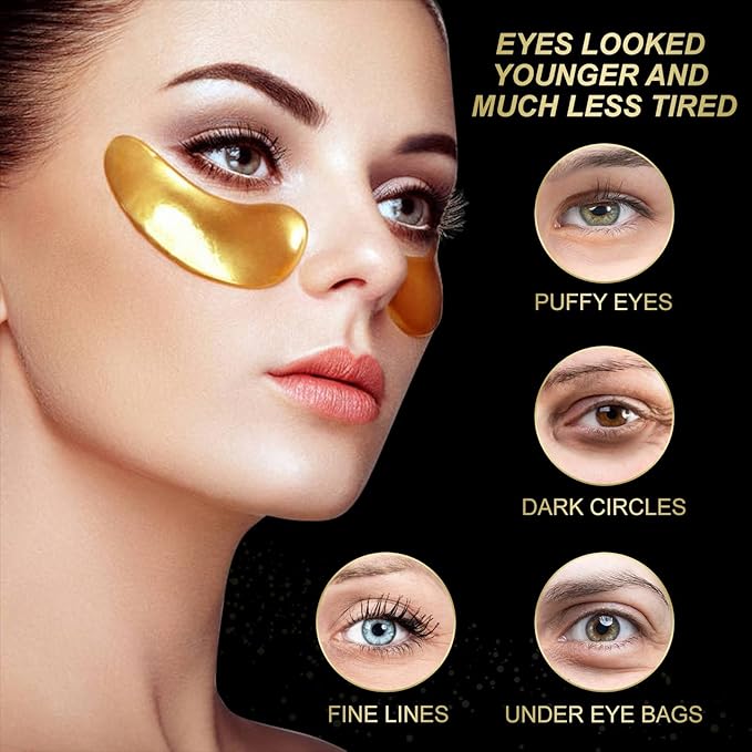 Under Eye Mask,20 pairs 24K Collagen Eye Pads,Under Eye Patches Skincare for Anti Aging,Anti Wrinkle,Reducing Eye Puffiness,Dark Circles-VivaGrace Women