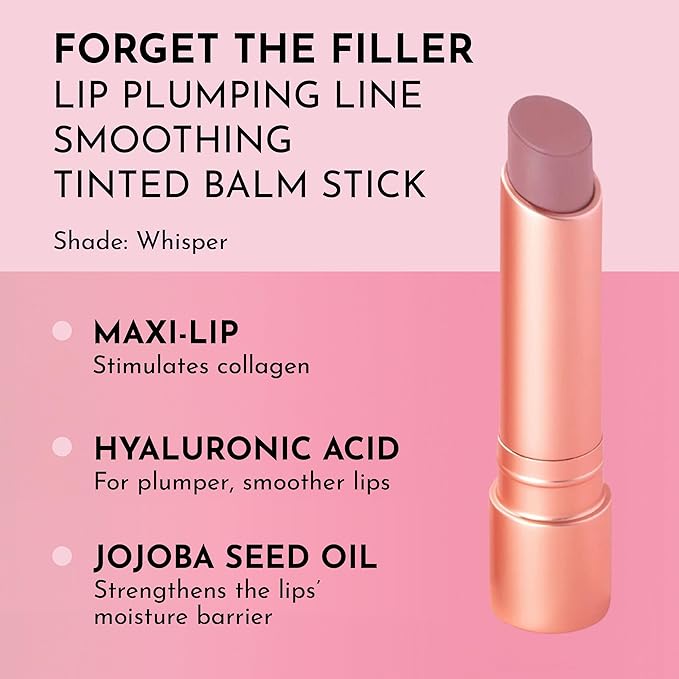 LAWLESS Forget the Filler Lip Plumping Line Smoothing Tinted Balm, Whisper, Pink, 0.09 Ounce-VivaGrace Women