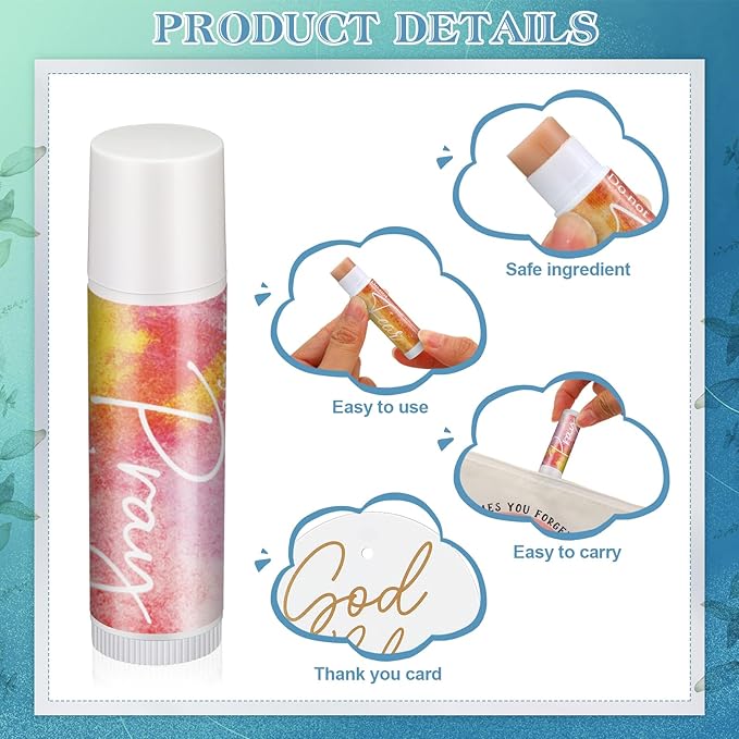 Fumete 50 Sets Christian Lip Balms Bulk Gift for Women Religious Bible Verse Lip Balm Faith Inspirational Scripture Gifts for Church Party Favor Friend Teacher Coworker-VivaGrace Women