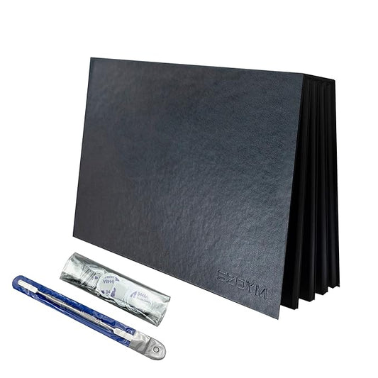 4 layers Empty magnetic Book Shaped palette （Black PU leather surface）with Depotting Spatula and 100 piece Metal Stickers-VivaGrace Women