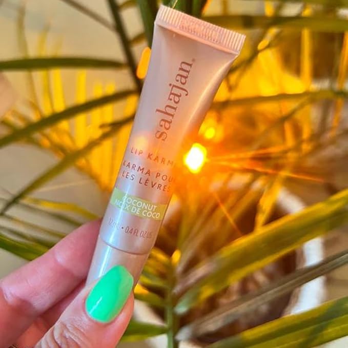 Sahajan Lip Karma Hydrating Lip Balm Gloss with Castor & Argan Oil, Cera Alba, Moisturizes & Firms Chapped, Dry Lips Shine for Plumper Looking Lips (Coconut)-VivaGrace Women