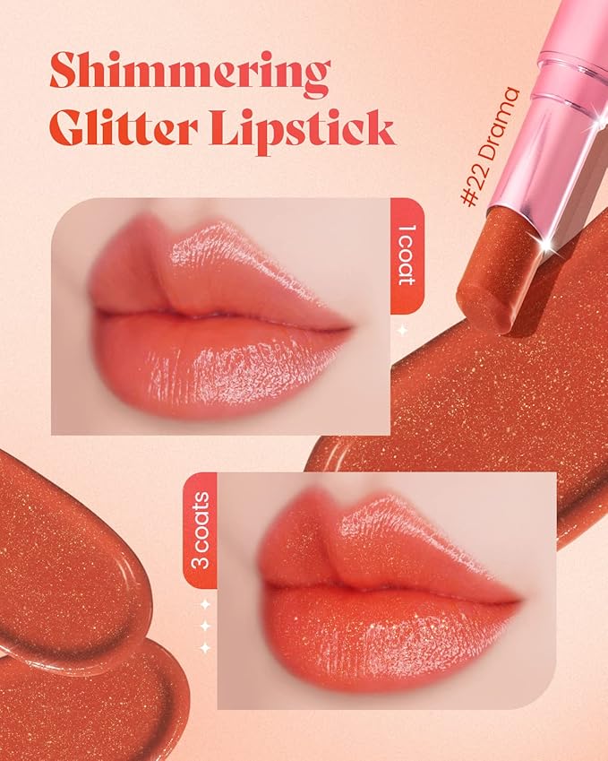 AMTS Tinted Lip Balm - Drama | Hydrating Glitter Lipstick | Pearl Shimmering Daily Lip Makeup for dry, cracked, chapped lips | korean beauty Moisture Lip Tint-VivaGrace Women