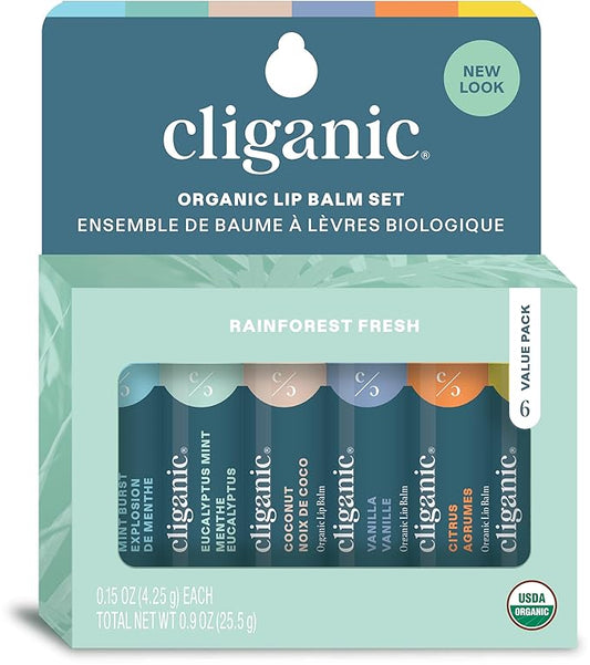 Cliganic Organic Lip Balm Set (4 Packs of 6 Tubes), 100% Natural Moisturizer for Cracked & Dry Lips (Packaging May Vary)-VivaGrace Women