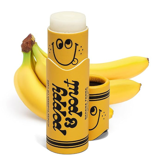 Poppy & Pout Kids Jumbo Lip Balm | All Natural Lip Balms & Moisturizers | Hydrates with Beeswax, Vitamin E, Organic Coconut Oil | Cruelty-Free | Lip Balm in Recyclable Cardboard Tube (Banana Fanna)-VivaGrace Women