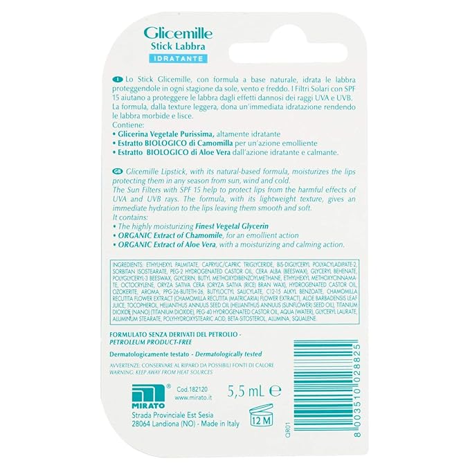 Moisturizing Lip Stick with Chamomile, Aloe Vera, Glycerin and Vitamin E, 1 unit - Made in Italy-VivaGrace Women