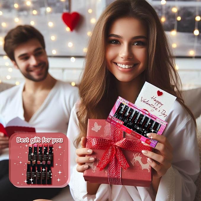 10 Pack Tinted Lip Balm With Glitter Powder Stocking Stuffers Tinted Chapstick - Moisturizing Lip Balm with Shimmer - Lipstick Set - Assorted Colors and Favors-VivaGrace Women