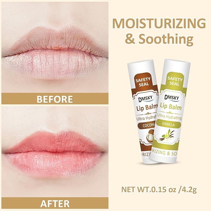 DMSKY 30 Pack Lip Balm, Natural Lip Balm Bulk with Vitamin E and Coconut Oil, Moisturizing Soothing Chapped Lips-15 Flavors-VivaGrace Women